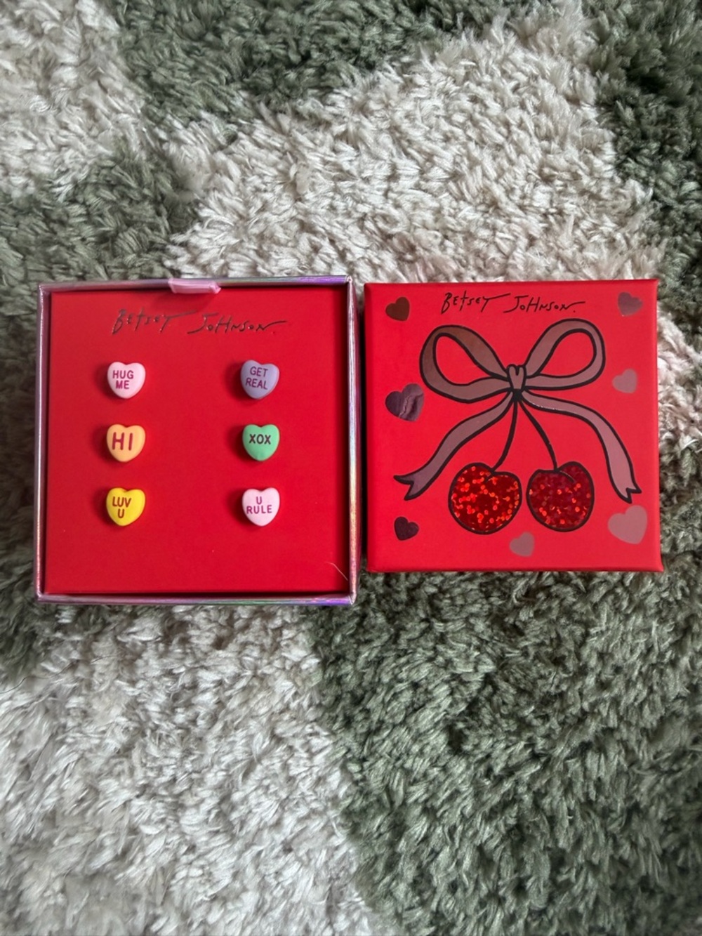 Betsey Johnson Conversation Heart Stud Earrings